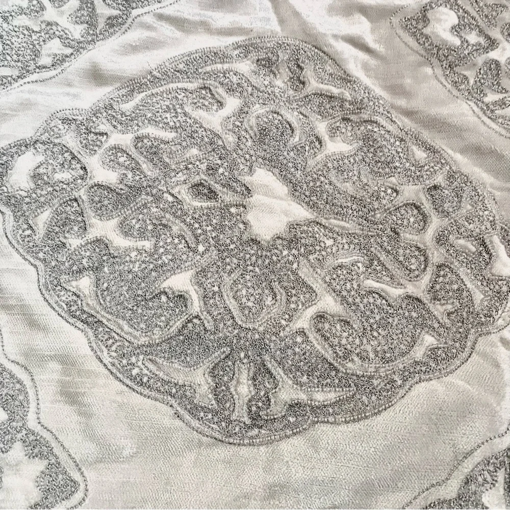 Z Gallerie Set of Two (2) Silver Cream Beaded Euro Pillow Shams